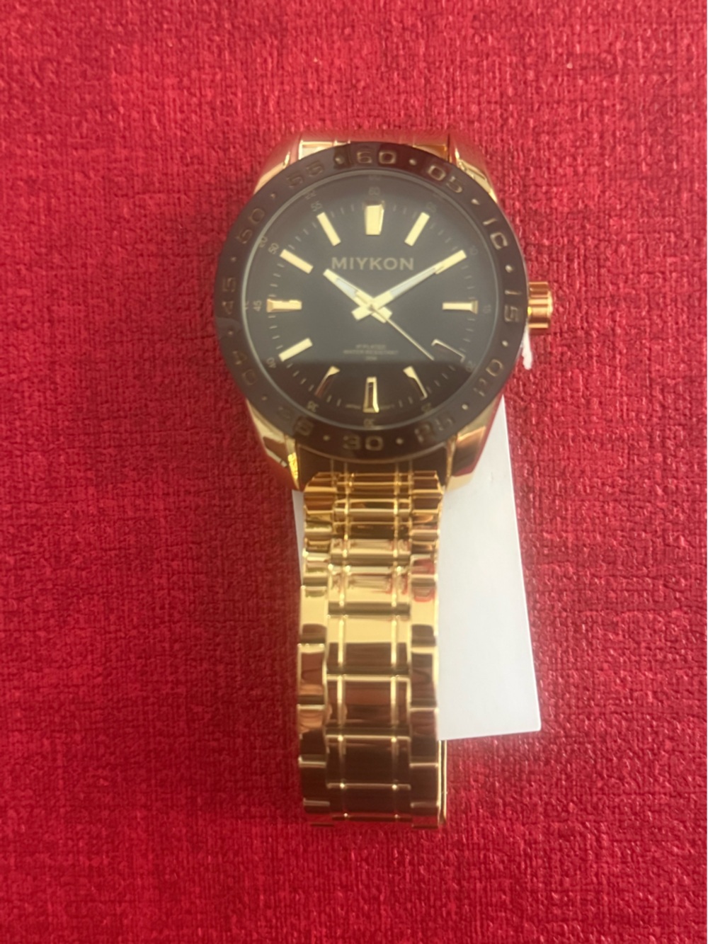 Miykon Gold-Tone Men's Bracelet Watch with Black Dial